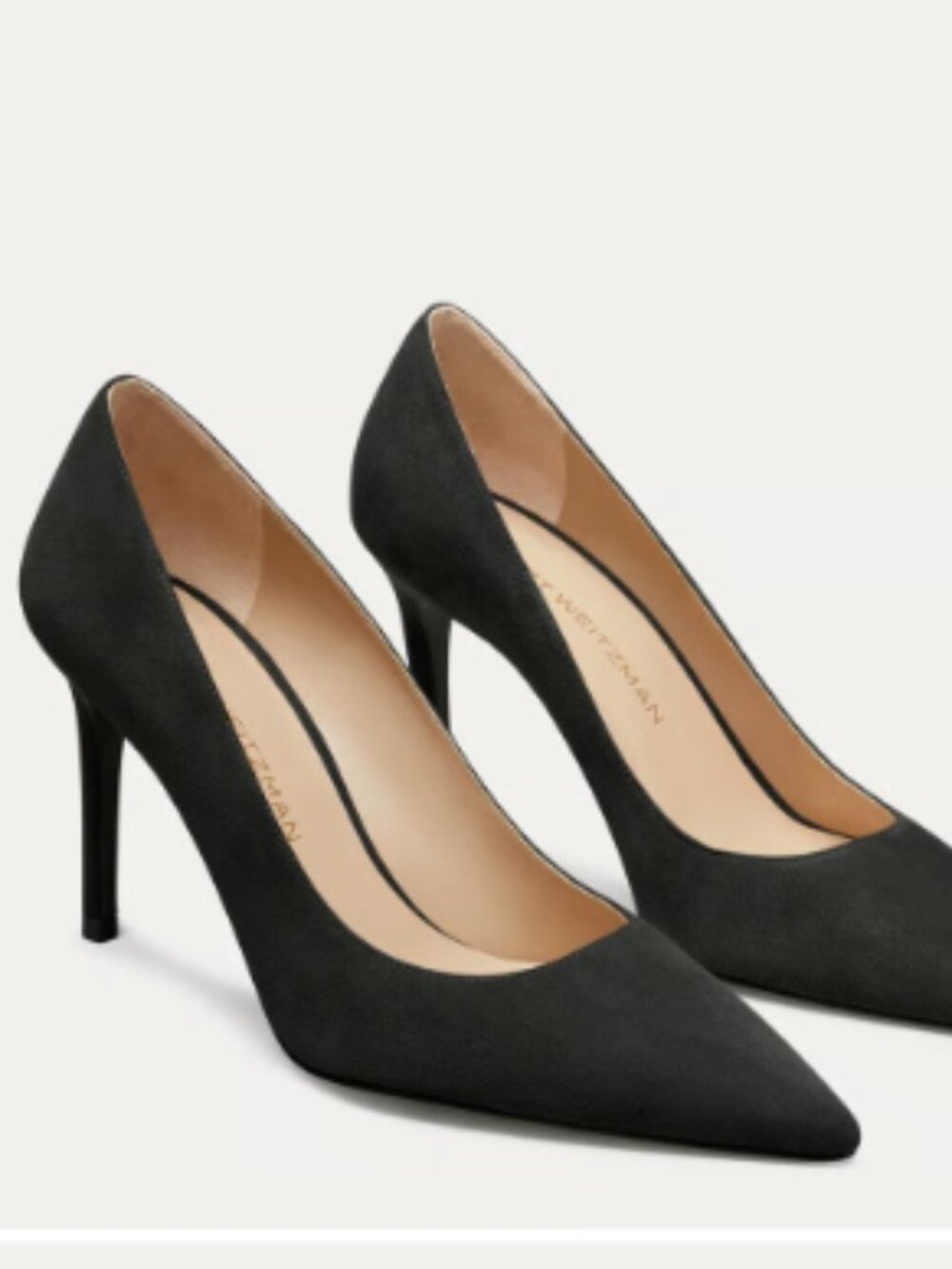 NIB Stuart Weitzman Stuart 85 Pump Black Suede Pointed Toe Heel 7.5 AA